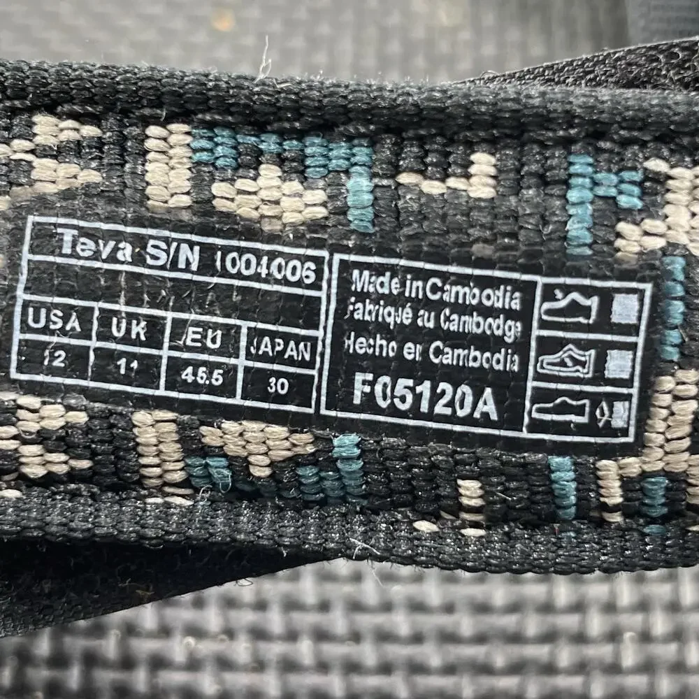Teva Original Universal Sandals Mens Size 12 Black Geometric Hiking Water Active